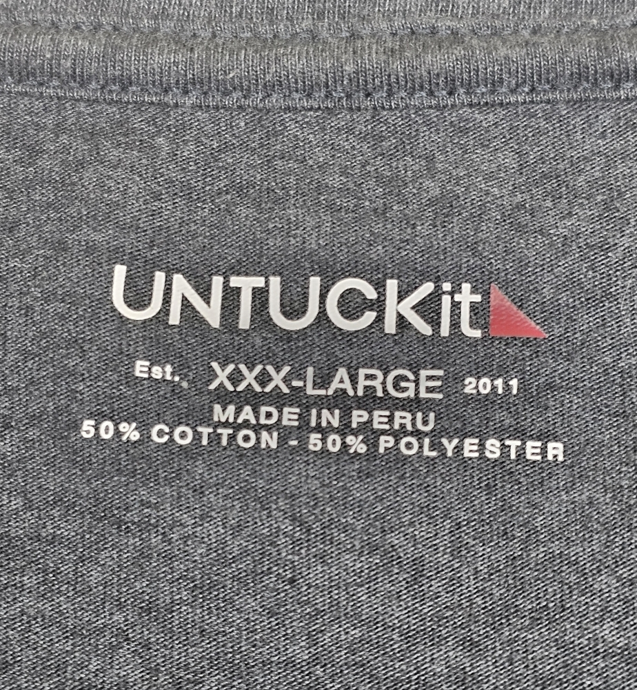 UNTUCKit Mens XXX Large V Neck T Shirt Gray Casual Short Sleeve Tee - Picture 2 of 5